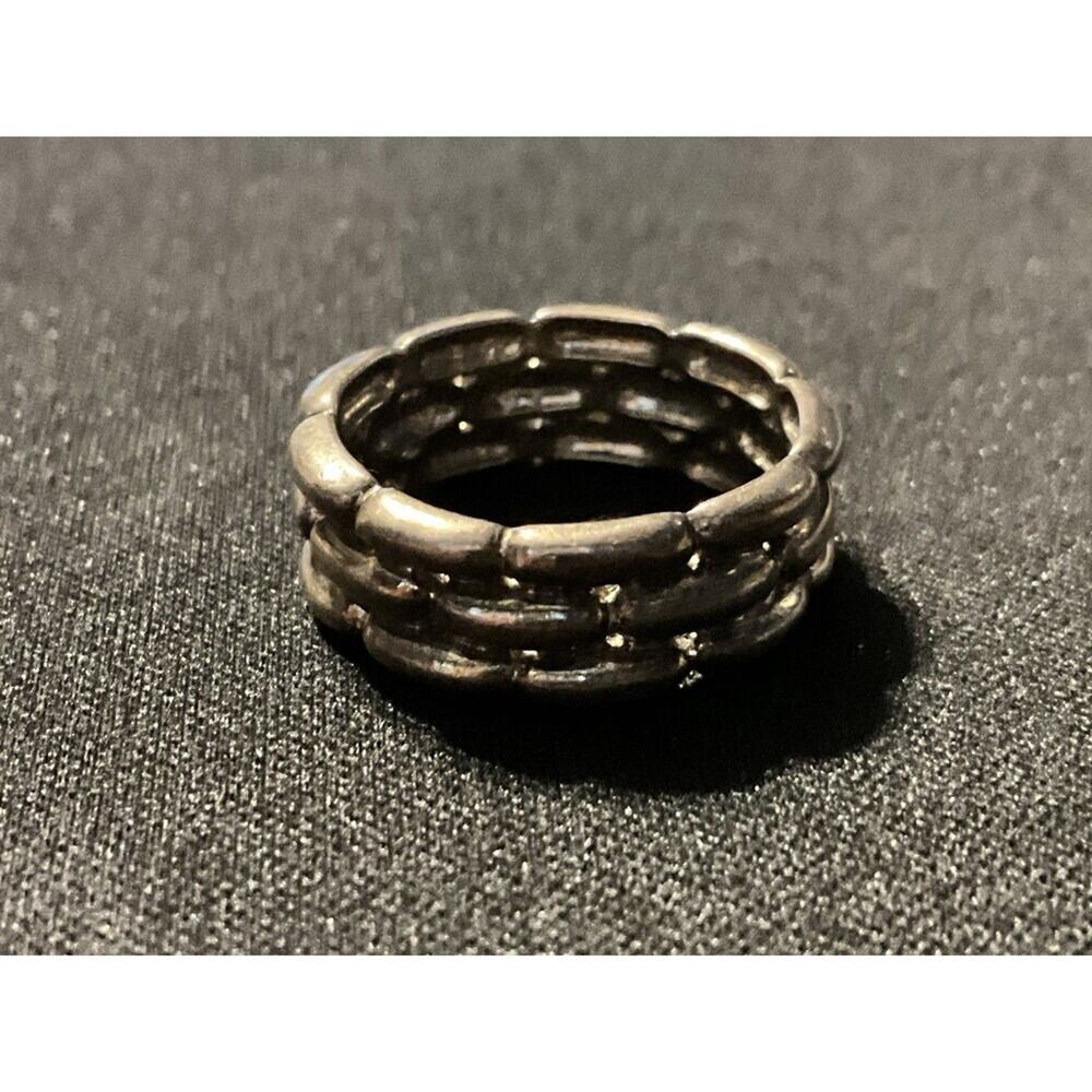 925 Sterling Silver Basket Weave Ring Size 7
